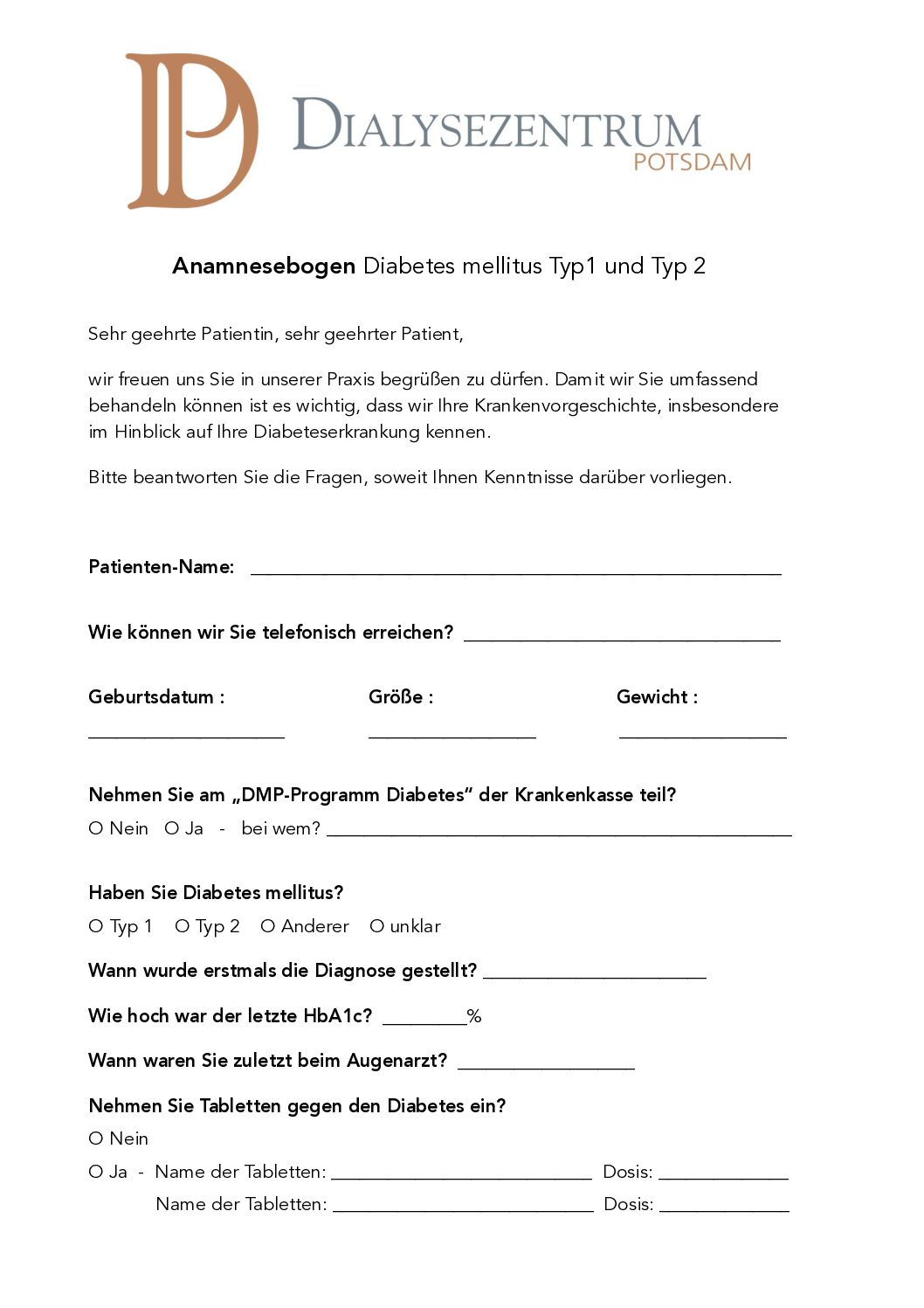 Anamnesebogen